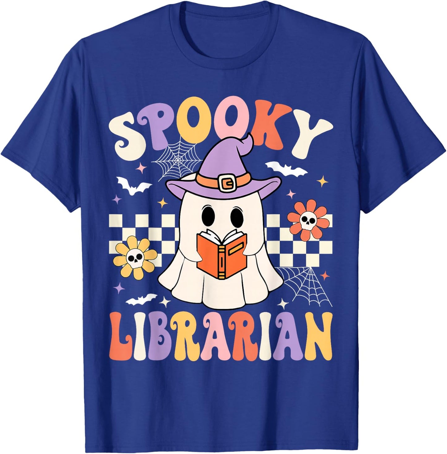 Groovy Spooky Librarian Halloween Library ghost Librarian T-Shirt - T-Shirt | Royal