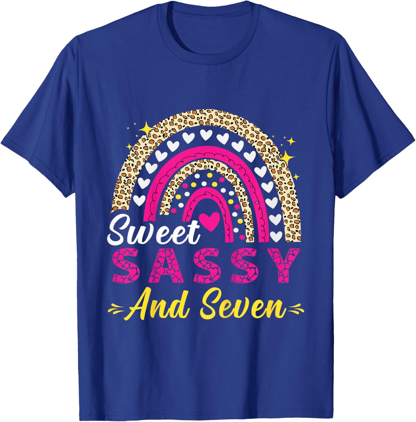 Happy 7th Birthday Sweet Sassy and Seven Girls 7 Years Old T-Shirt - T-Shirt | Royal