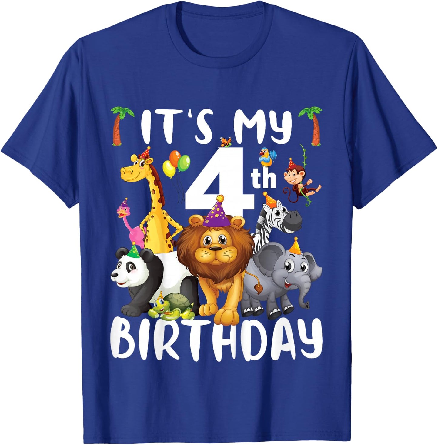 Its My 4th Birthday Zoo Shirt Safari Jungle Animals Lover T-Shirt - T-Shirt | Royal