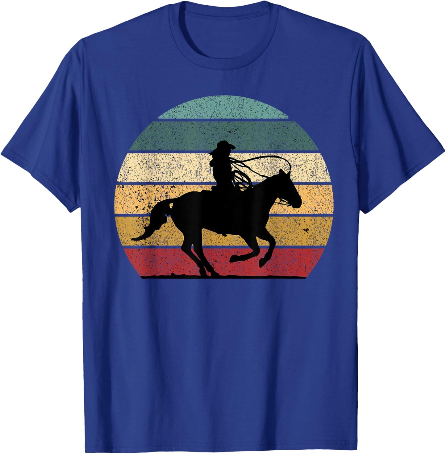 Girl Roping Horse Riding Cowgirl Vintage Texas Equestrian T-Shirt - T-Shirt | Royal