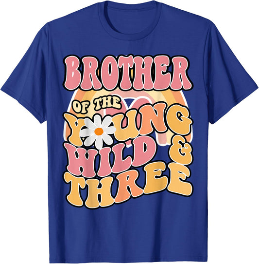 Daisy Birthday Brother Young Wild & 3 Boho 3rd Matching T-Shirt - T-Shirt | Royal