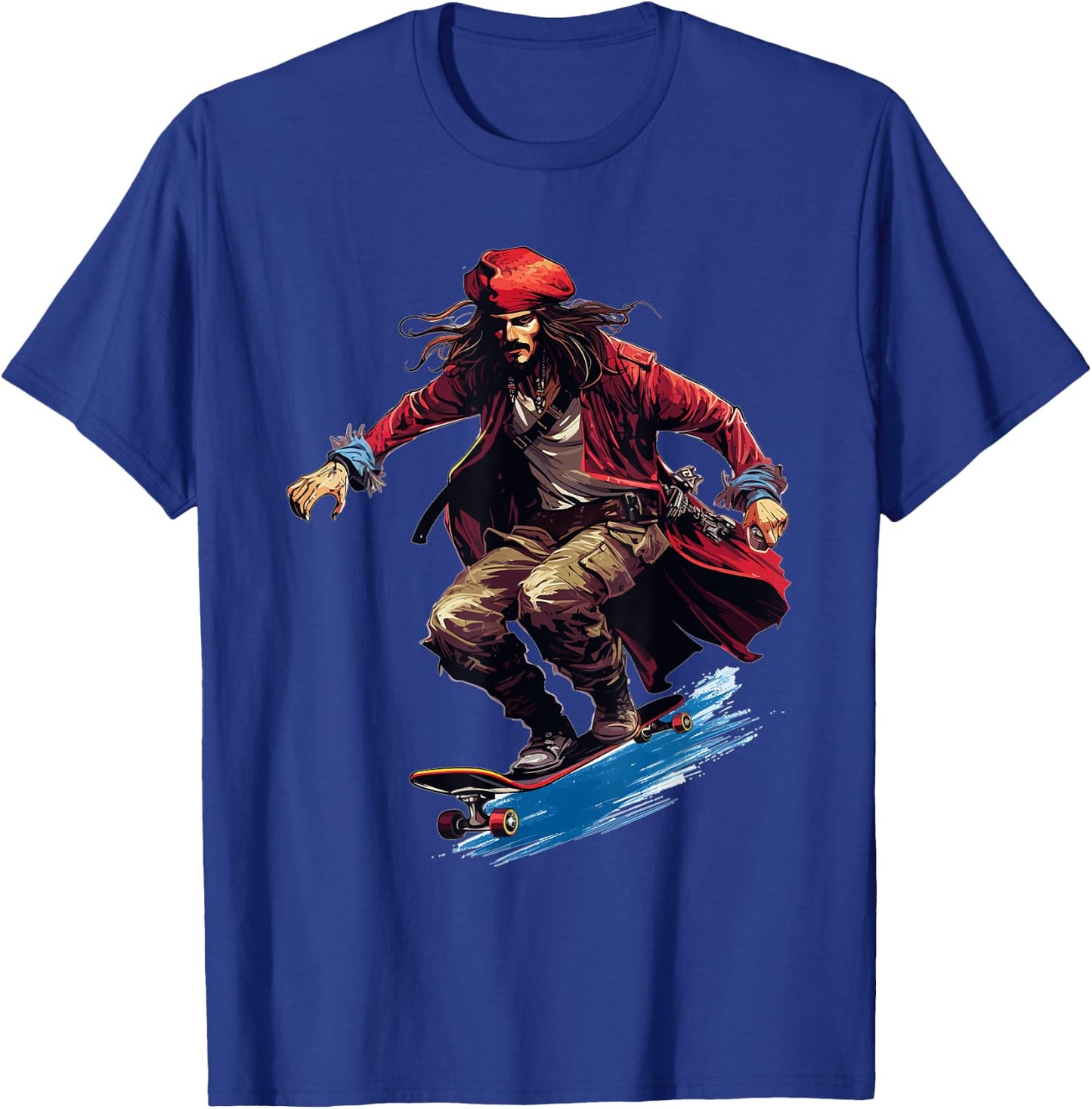 Pirate Skater - Skateboard Skateboarder Skateboarding T-Shirt - T-Shirt | Royal