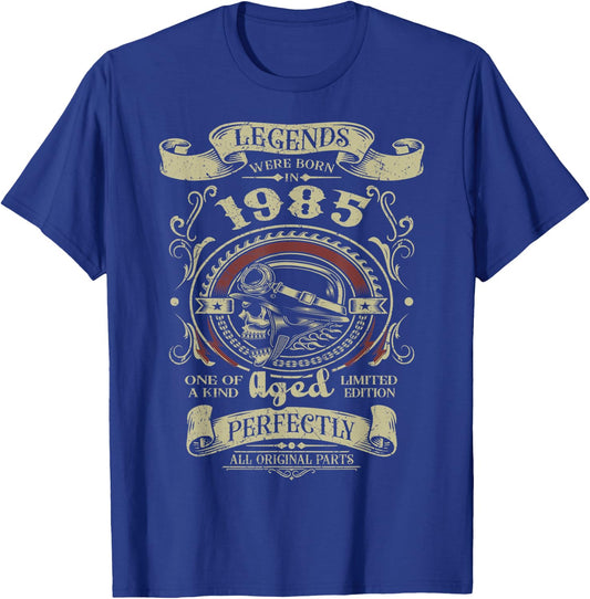Legends were born in 1985 38th birthday biker motorcycle T-Shirt - T-Shirt | Royal