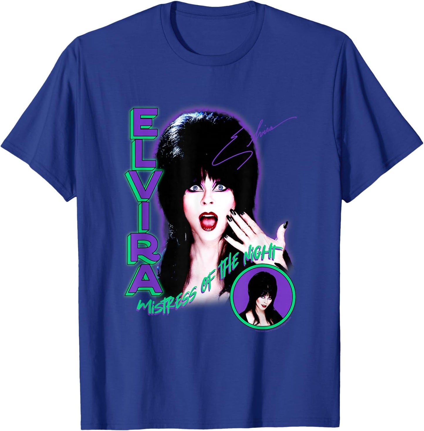 Elvira, Mistress of The Dark Purple and Green Horror T-Shirt - T-Shirt | Royal