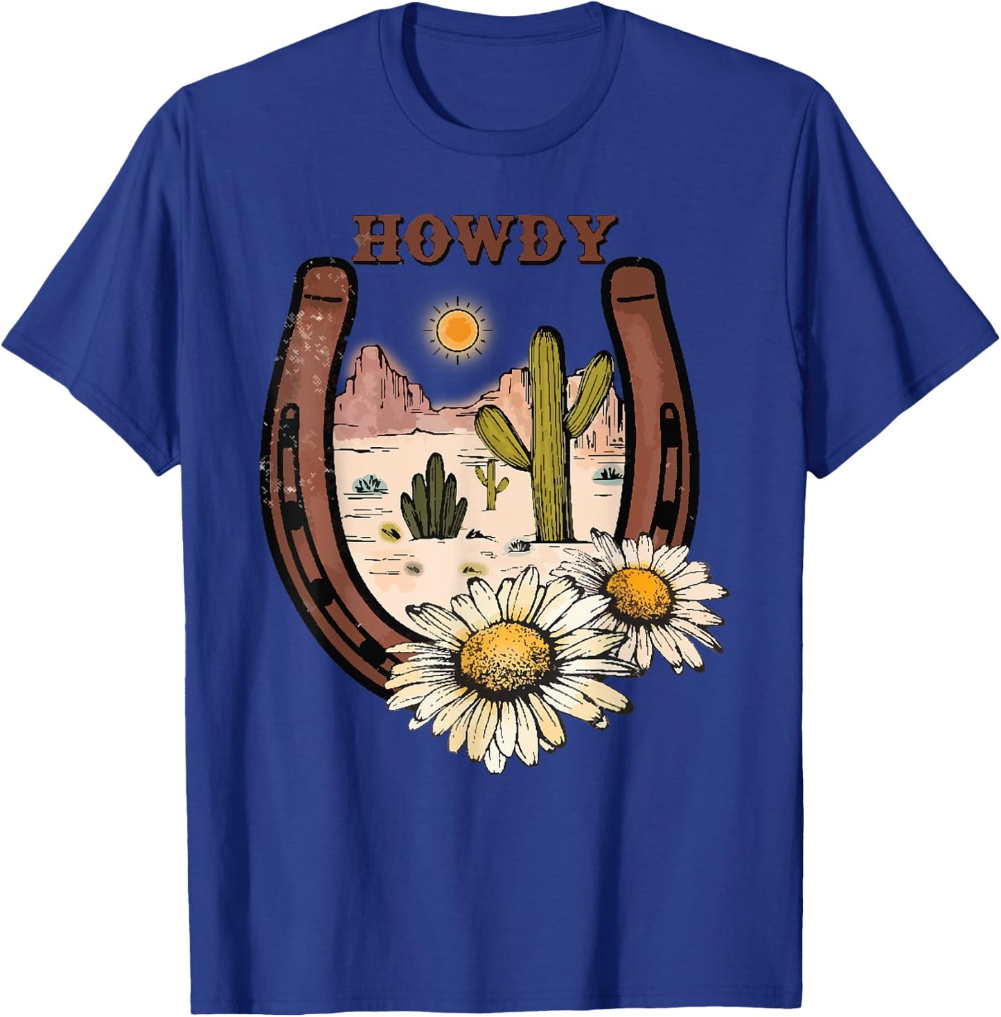 Vintage White Howdy Rodeo Western Country Southern Cowgirl T-Shirt - T-Shirt | Royal