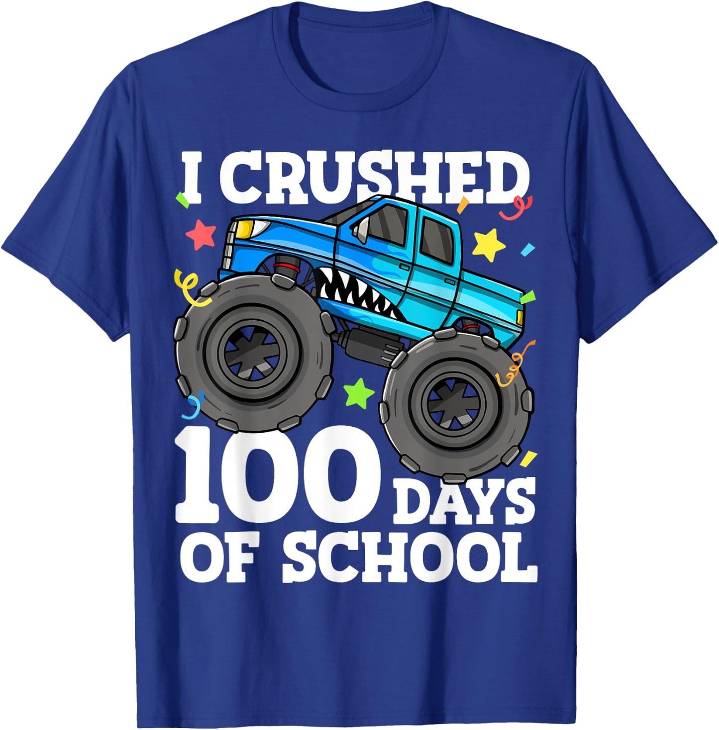 100 Days of School Monster Truck 100th Day of School Boys T-Shirt - T-Shirt | Royal