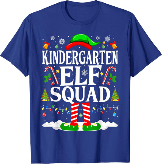 Kindergarten Elf Squad Xmas Funny Christmas Kindergarten Elf T-Shirt - T-Shirt | Royal