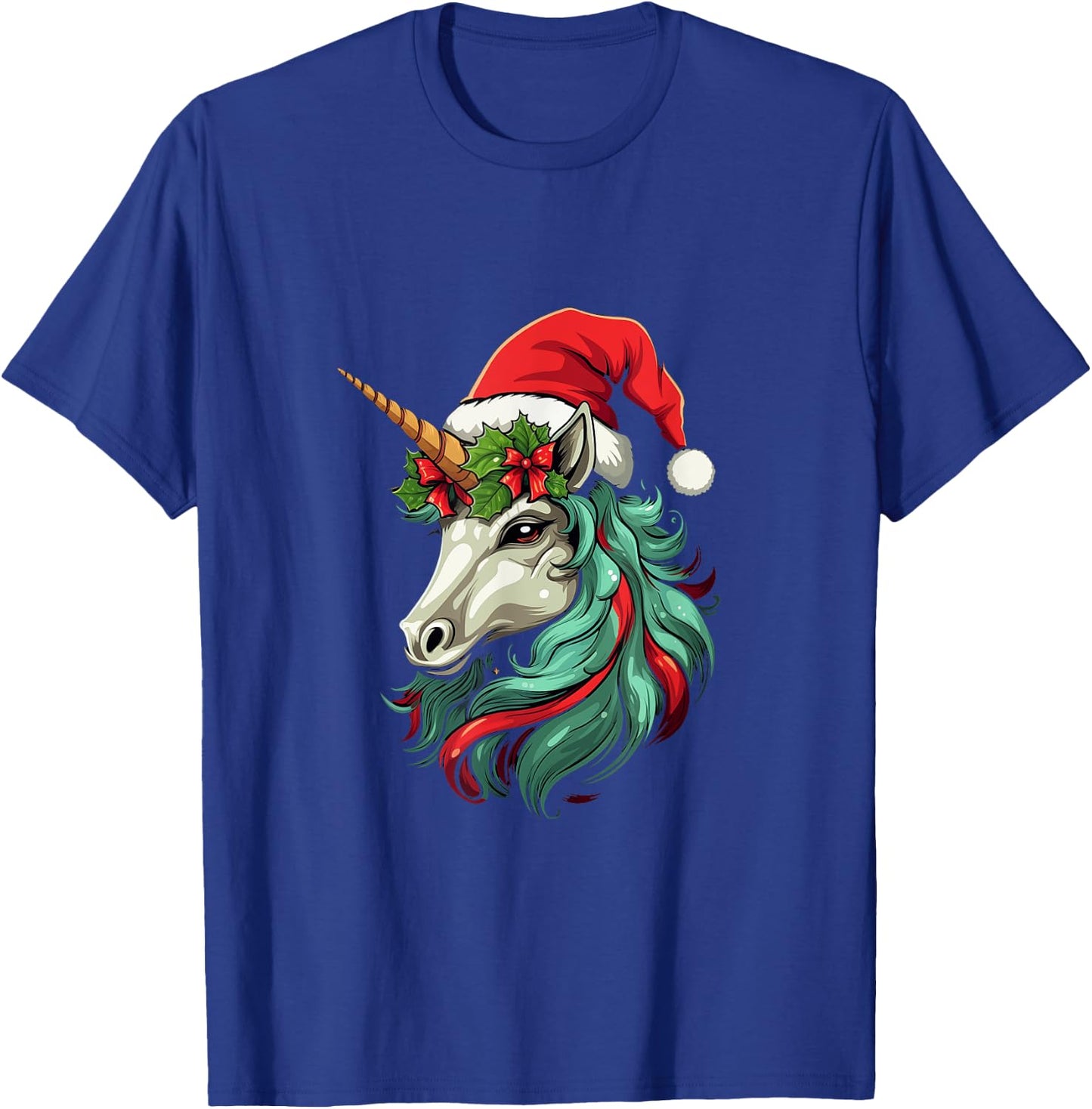 Santa Hat Unicorn, Christmas T-Shirt - T-Shirt | Royal