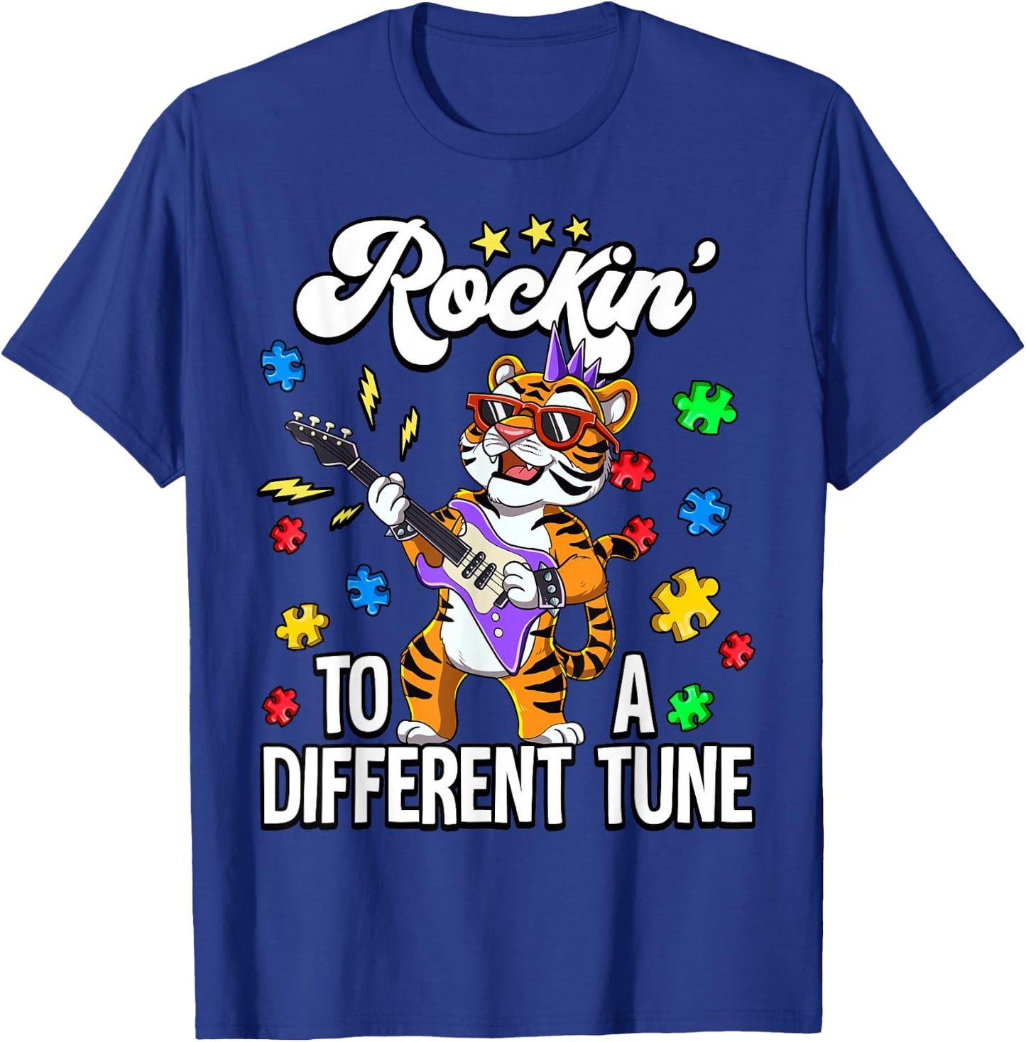 Autism Rockin To A Different Tune T-Shirt - T-Shirt | Royal