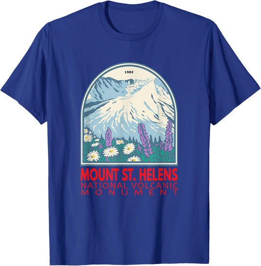 Mount St Helens National Volcanic Monument Emblem Vintage T-Shirt - T-Shirt | Royal