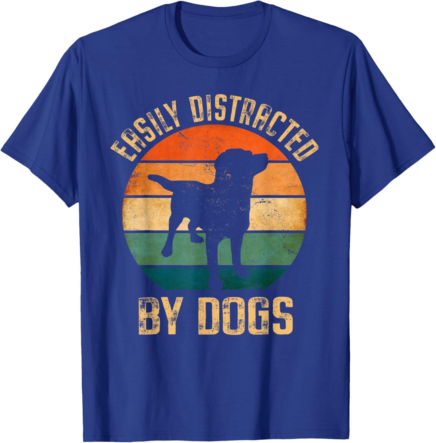 Easily Distracted By Dogs Vintage Retro Pet Dog Lover T-Shirt - T-Shirt | Royal
