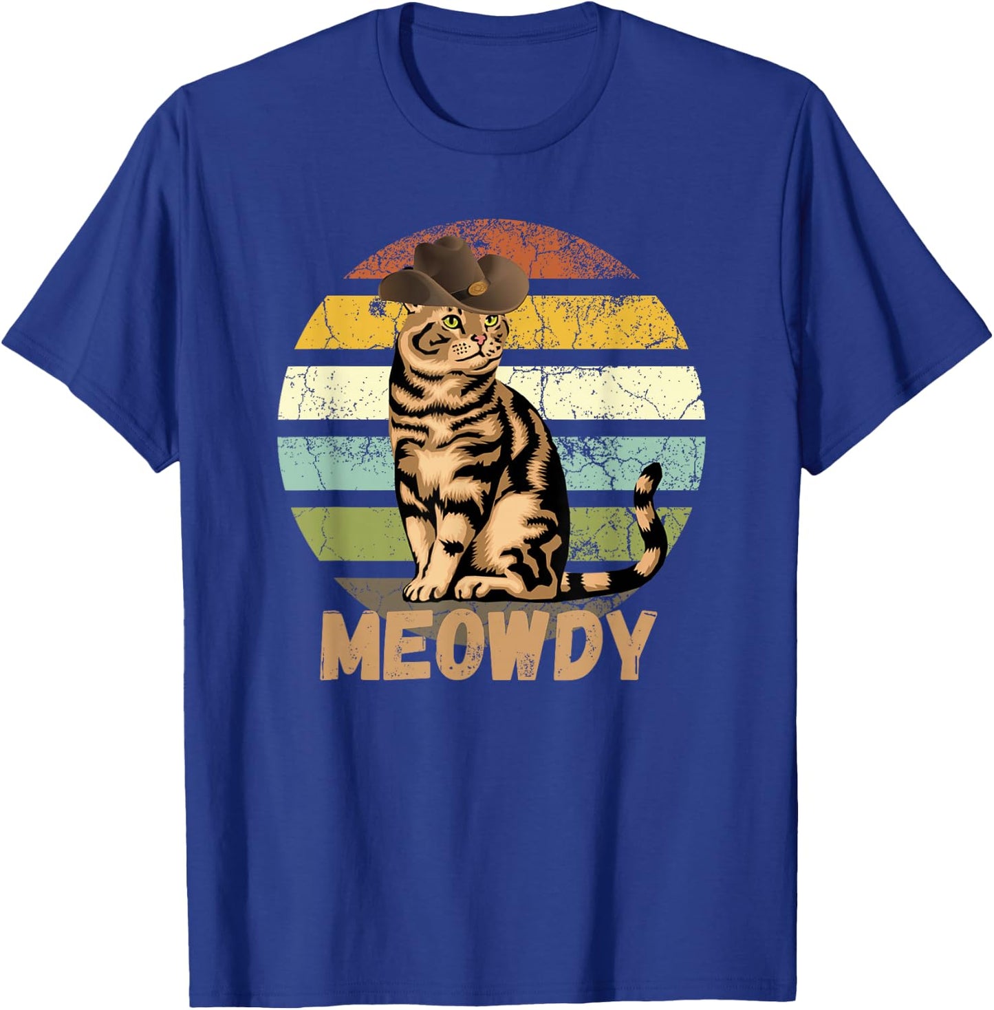 Meowdy - Funny Mashup Between Meow and Howdy - Cat Meme T-Shirt - T-Shirt | Royal
