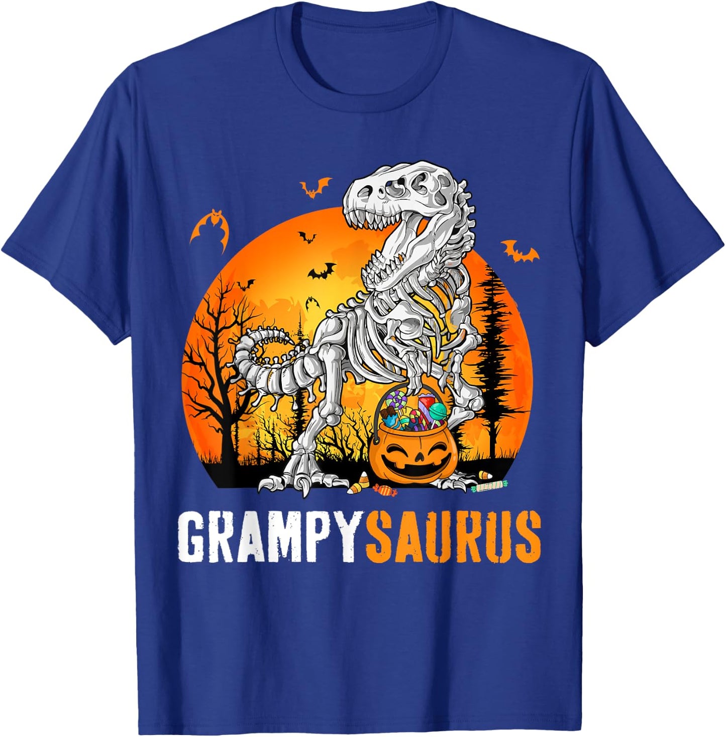 Grampysaurus Dinosaur Skeleton Halloween Grampy Saurus T-Shirt - T-Shirt | Royal