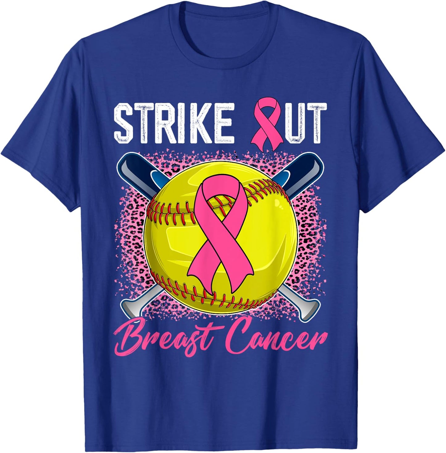 Strike Out Breast Cancer Softball Ball & Pink Ribbon Women T-Shirt - T-Shirt | Royal