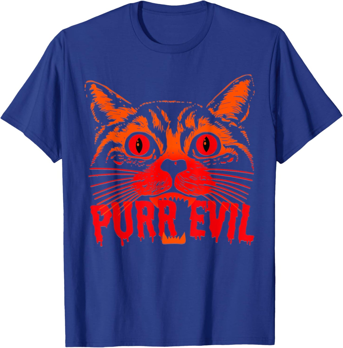 Purr Evil Satanic Cat Spooky design for Halloween Men Women T-Shirt - T-Shirt | Royal