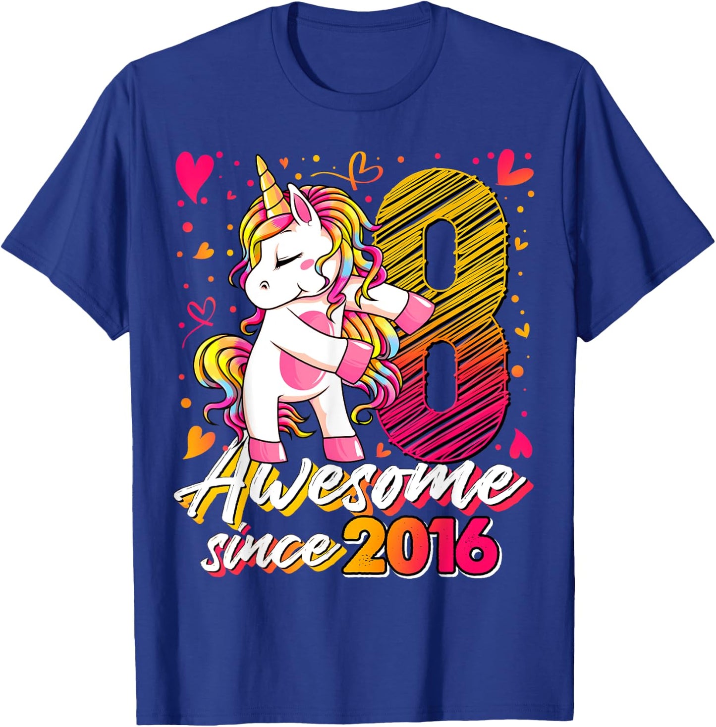 8 Years Old Flossing Unicorn Gifts 8th Birthday Girl Party T-Shirt - T-Shirt | Royal