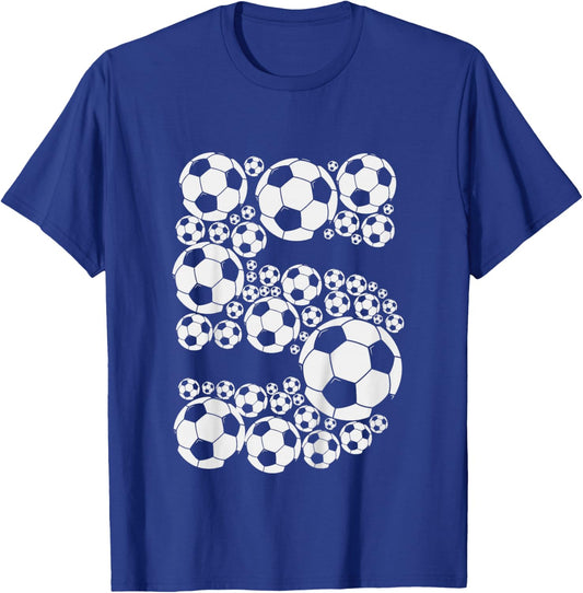 Graphic Soccer 5th Birthday Boys 5 Years T-Shirt - T-Shirt | Royal