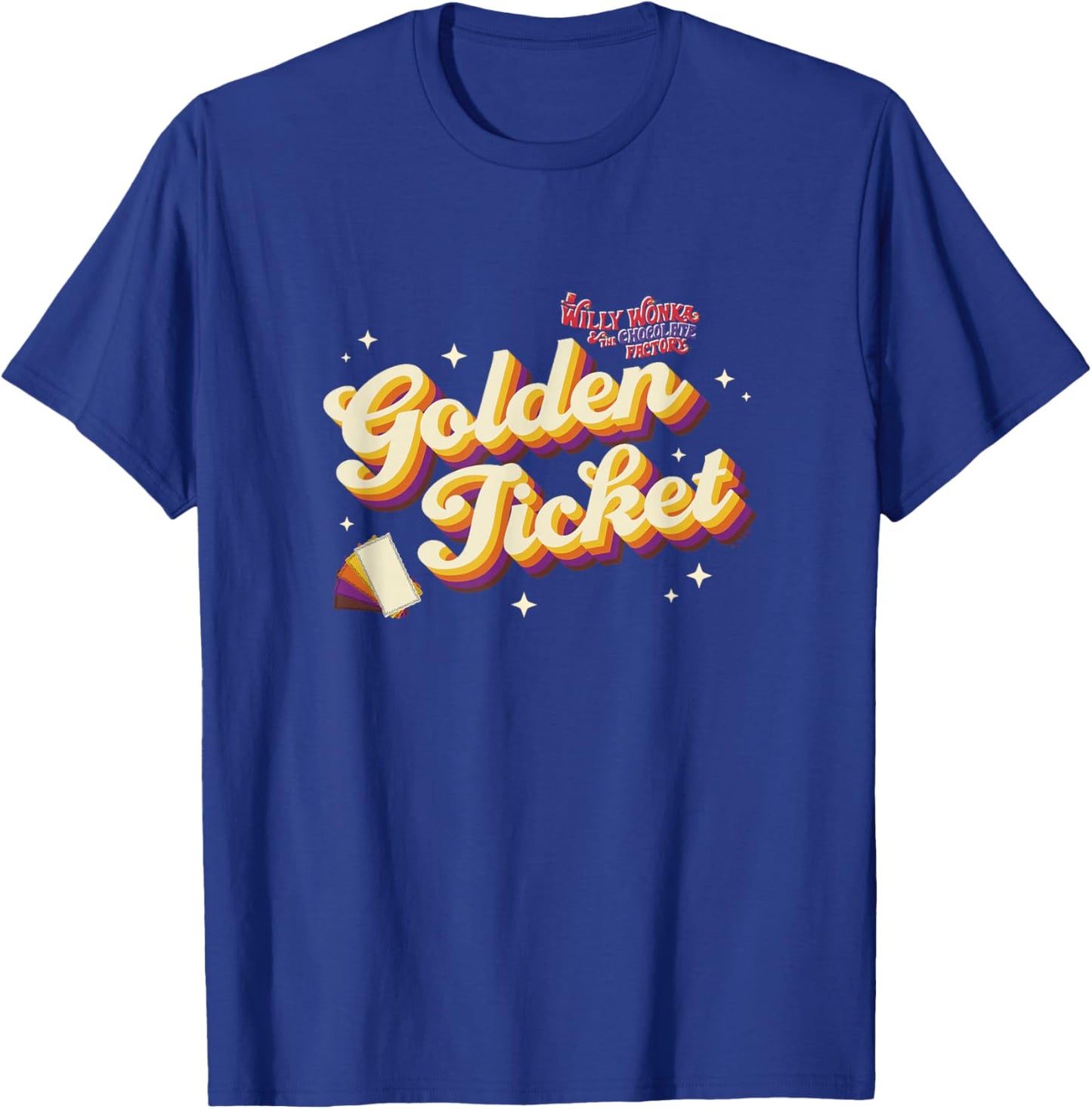 Willy Wonka & The Chocolate Factory Golden Ticket Retro T-Shirt - T-Shirt | Royal