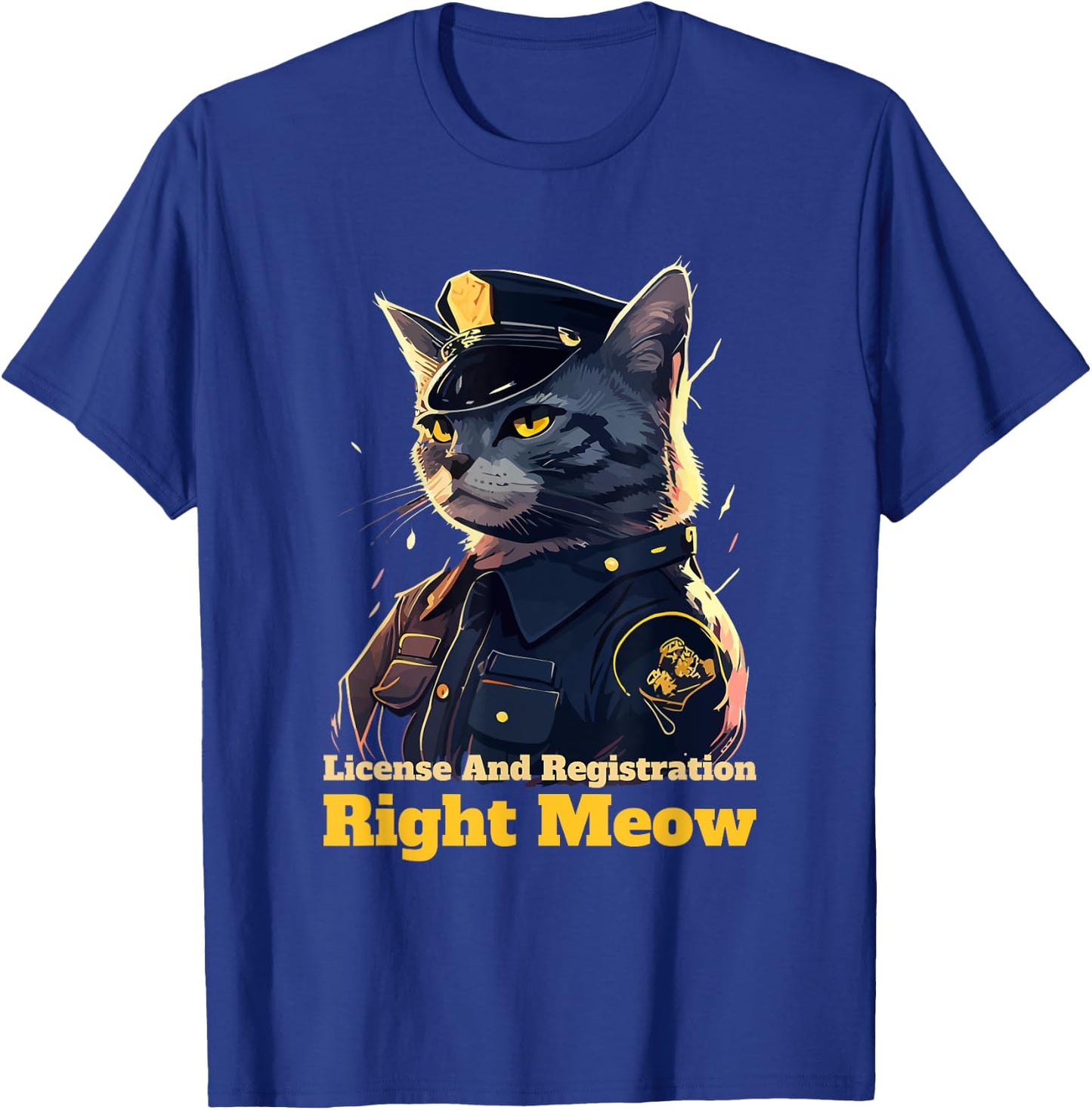 Right Meow Police Cat Pun Cop Officer Blue Line Kitten Lover Women Kids T-Shirt - T-Shirt | Royal