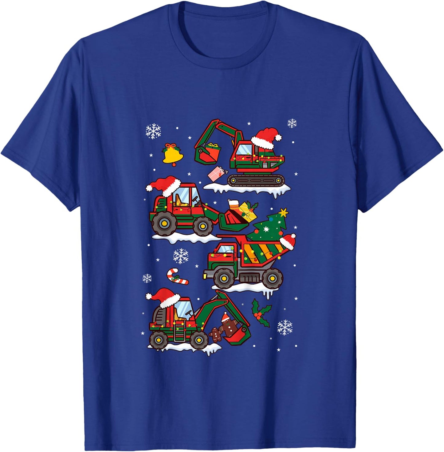 Kids Construction Excavator Christmas Tree for Boys Girls Toddler T-Shirt - T-Shirt | Royal