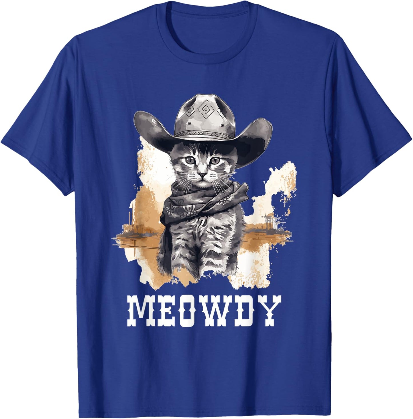 Funny Cat Cowboy Cowgirl Meow Howdy Meowdy T-Shirt - T-Shirt | Royal