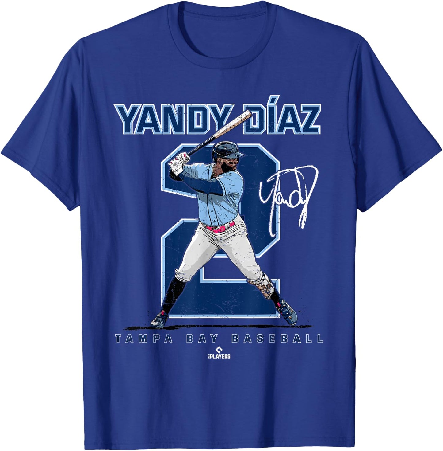 Number and Portrait Yandy Diaz Tampa Bay MLBPA T-Shirt - T-Shirt | Royal