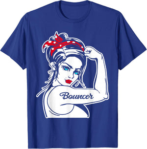 Female Bouncer Rosie The Riveter Pin Up Girl Bouncer T-Shirt - T-Shirt | Royal