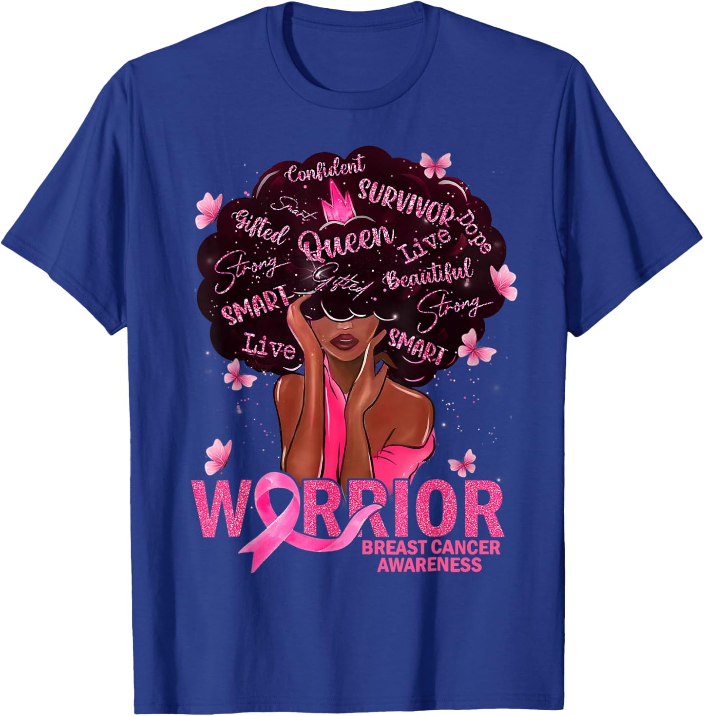 American African Black Women Queen Breast Cancer Warrior T-Shirt - T-Shirt | Royal