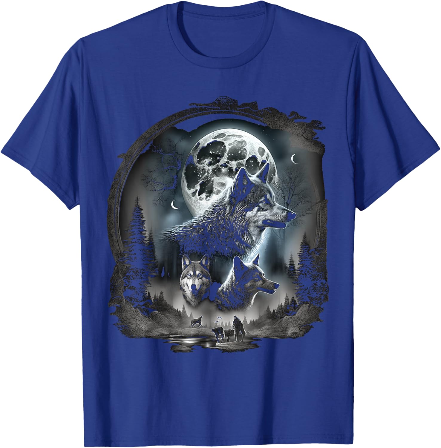Wolves howling at moon wolf wild animal T-Shirt - T-Shirt | Royal