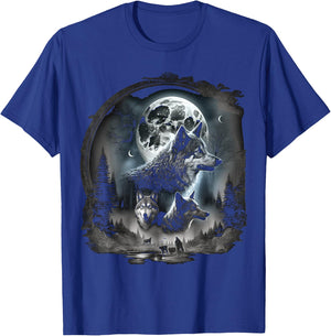 Wolves howling at moon wolf wild animal T-Shirt - T-Shirt | Royal
