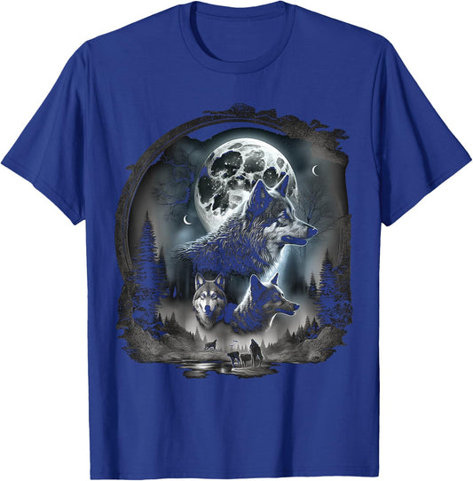 Wolves howling at moon wolf wild animal T-Shirt - T-Shirt | Royal