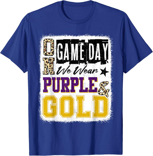 On Gameday Football We Wear Purple And Gold School Spirit T-Shirt - T-Shirt | Royal