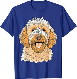 Cute Goldendoodle Dog on Golden Doodle Lover Men Women Kids T-Shirt - T-Shirt | Royal