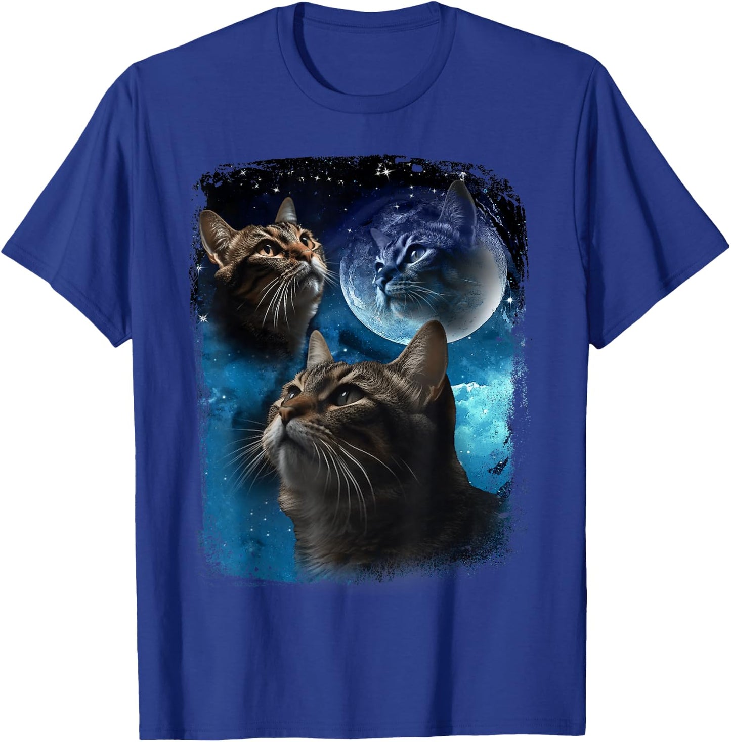 Cats Howl at Moon Funny Vintage Three Cat Howling Wolf Meme T-Shirt - T-Shirt | Royal