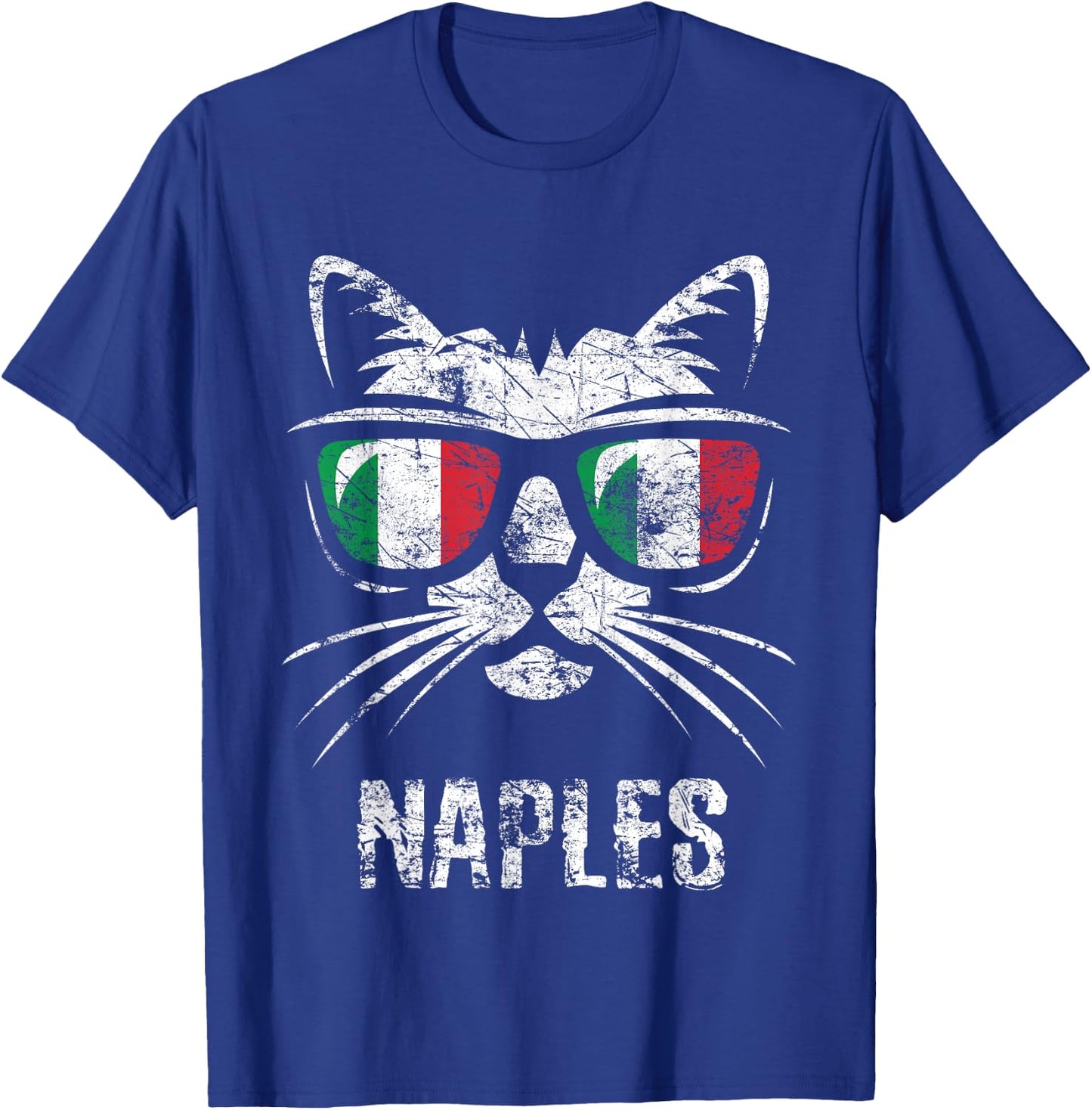 Naples Vintage Funny Cat Italy Flag T-Shirt - T-Shirt | Royal