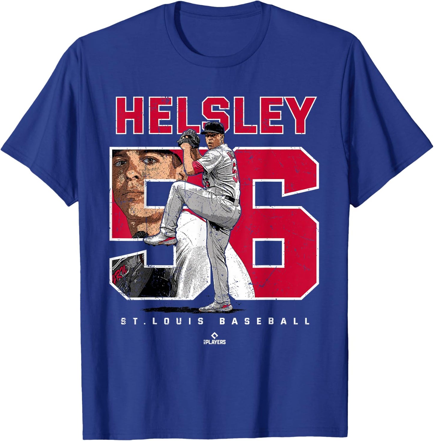 Number and Portrait Ryan Helsley St Louis MLBPA T-Shirt - T-Shirt | Royal