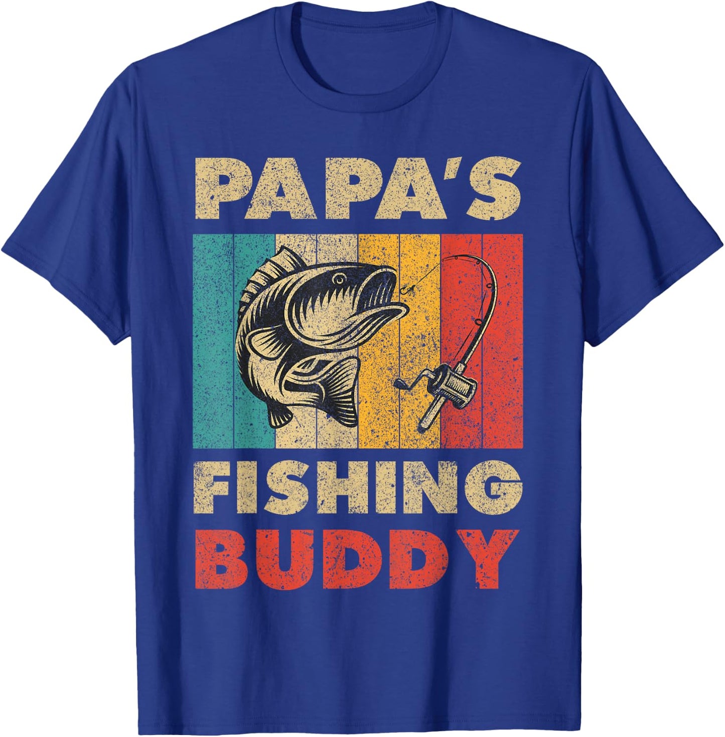 Funny Fishing Papa's Fishing Buddy Vintage Fishing T-Shirt - T-Shirt | Royal