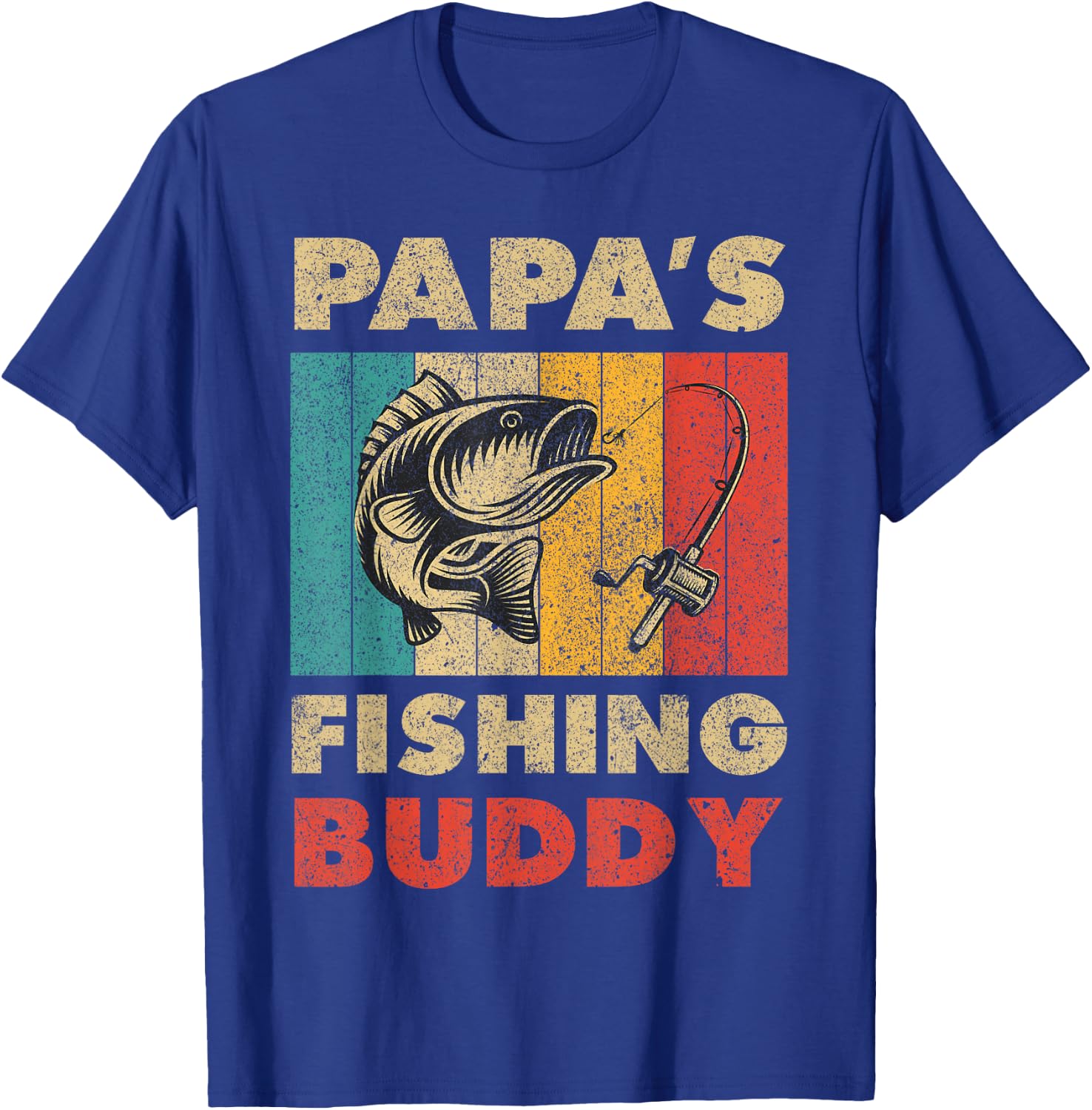 Funny Fishing Papa's Fishing Buddy Vintage Fishing T-Shirt - T-Shirt | Royal