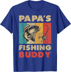 Funny Fishing Papa's Fishing Buddy Vintage Fishing T-Shirt - T-Shirt | Royal