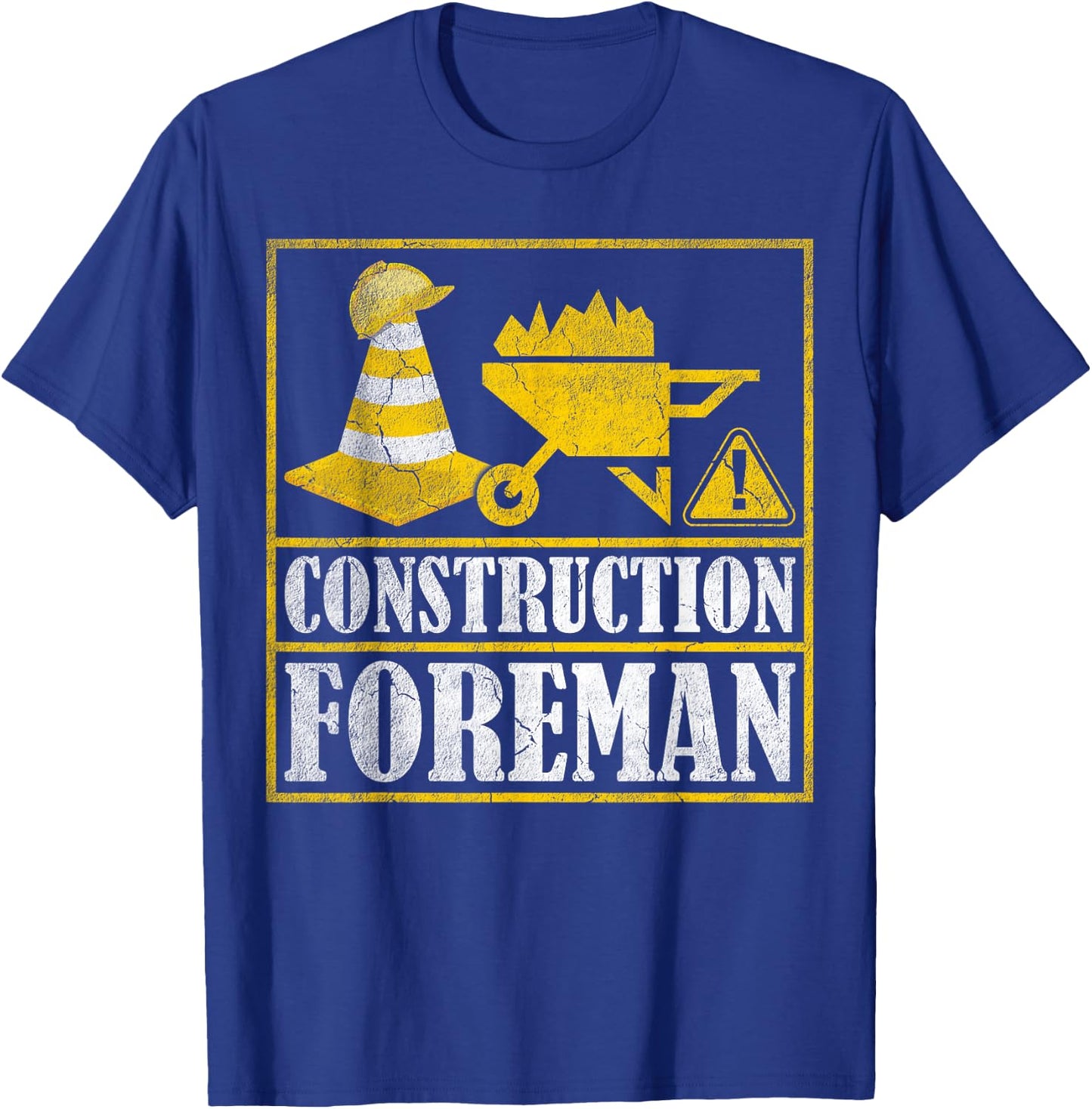 Construction Worker Retro Distressed Construction Foreman T-Shirt - T-Shirt | Royal