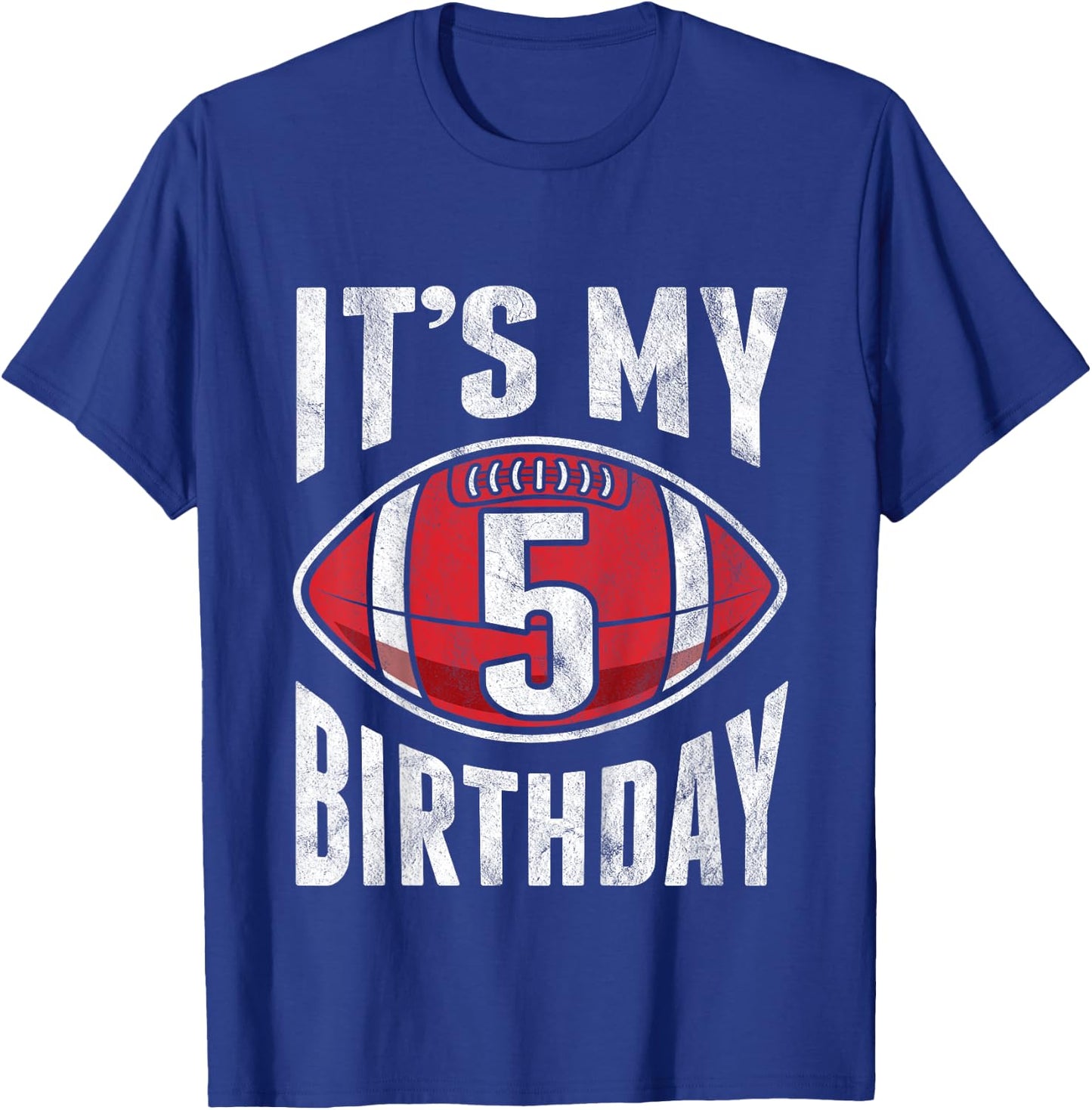Kids 5 Years Old American Football 5th Birthday Boy Retro Style T-Shirt - T-Shirt | Royal