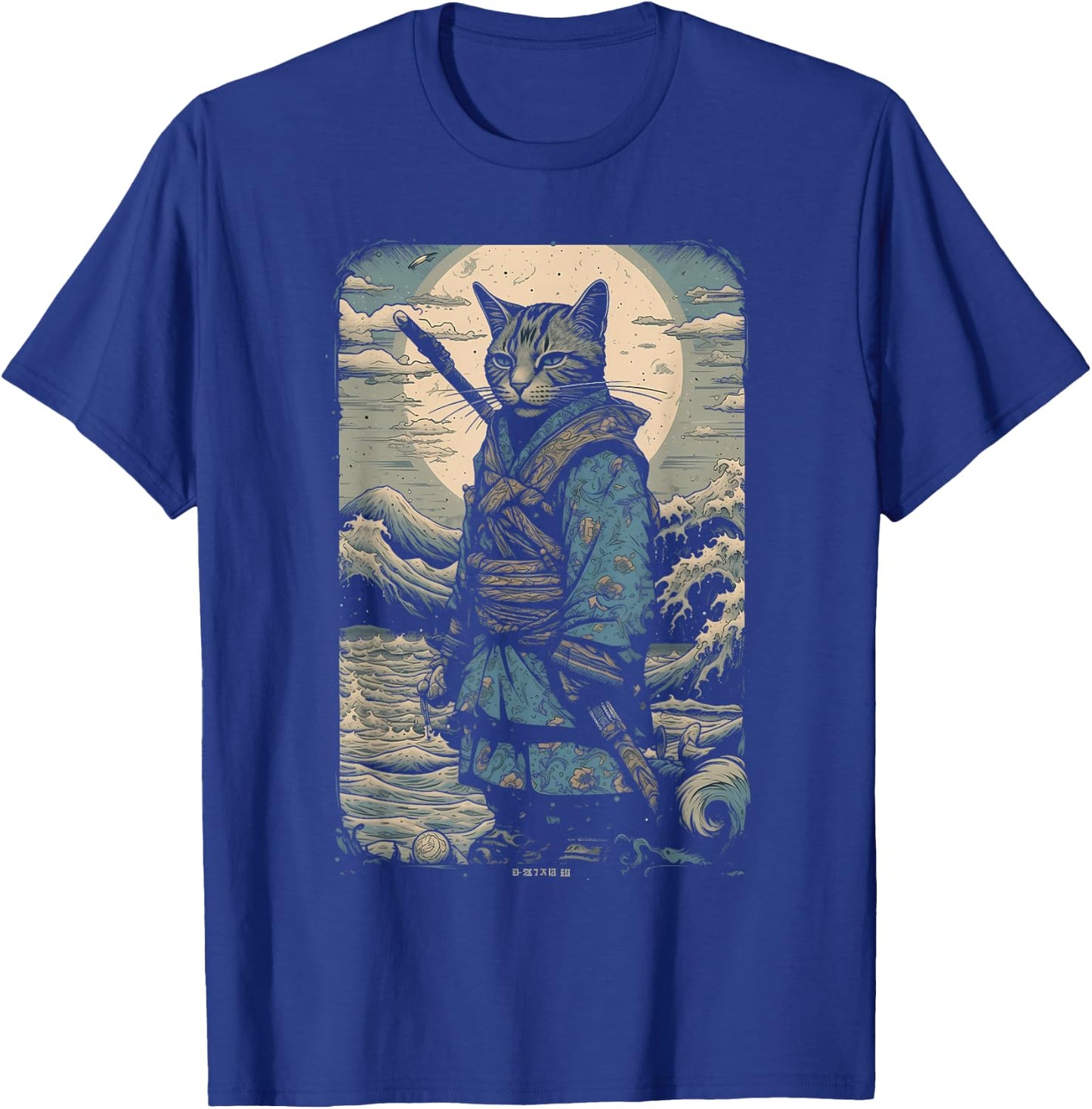 Vintage Samurai Cat Japanese Ninja Art Japan Anime Graphic Women Kids T-Shirt - T-Shirt | Royal