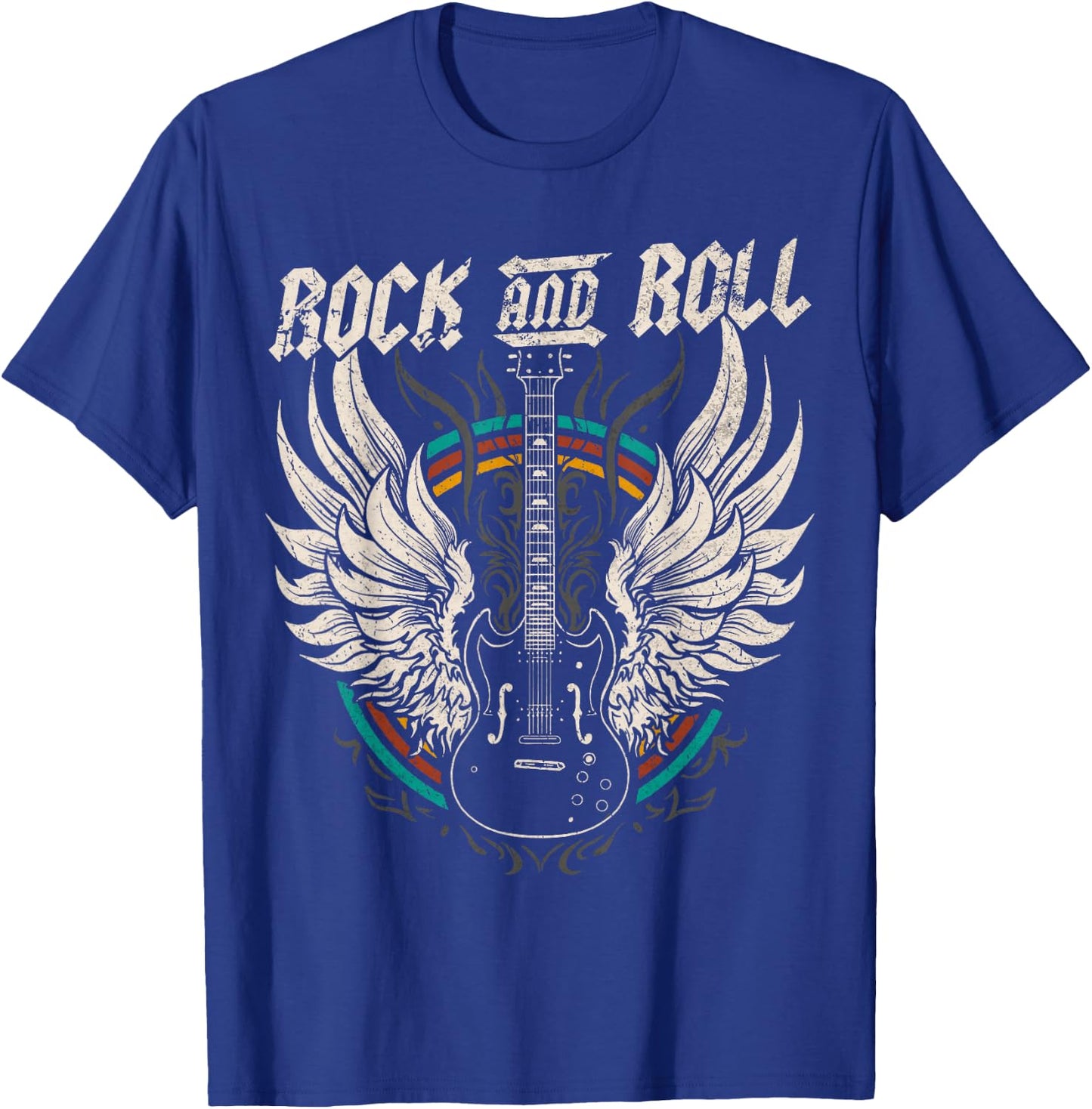 Rock and Roll Guitar Vintage Rock Music T-Shirt - T-Shirt | Royal