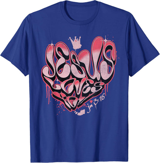 Jesus Loves You Christian Shirt - John 316 Bible Verse Heart T-Shirt - T-Shirt | Royal