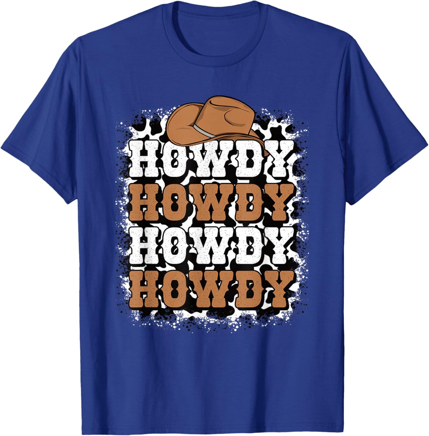 Howdy Cow Print Western Cowgirl Cowboy Rodeo Men Women Kids T-Shirt - T-Shirt | Royal