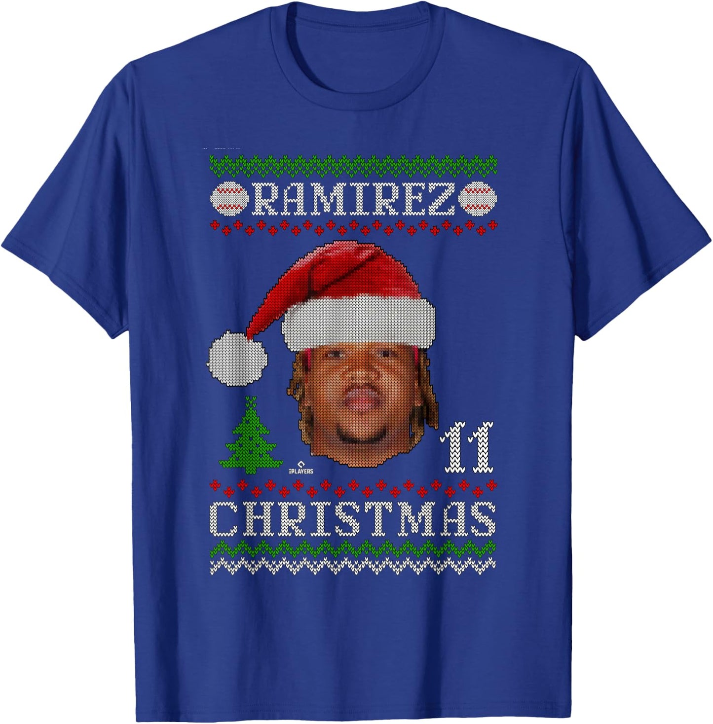 Jose Ramirez Cleveland Baseball Christmas Sweater MLBPA T-Shirt - T-Shirt | Royal
