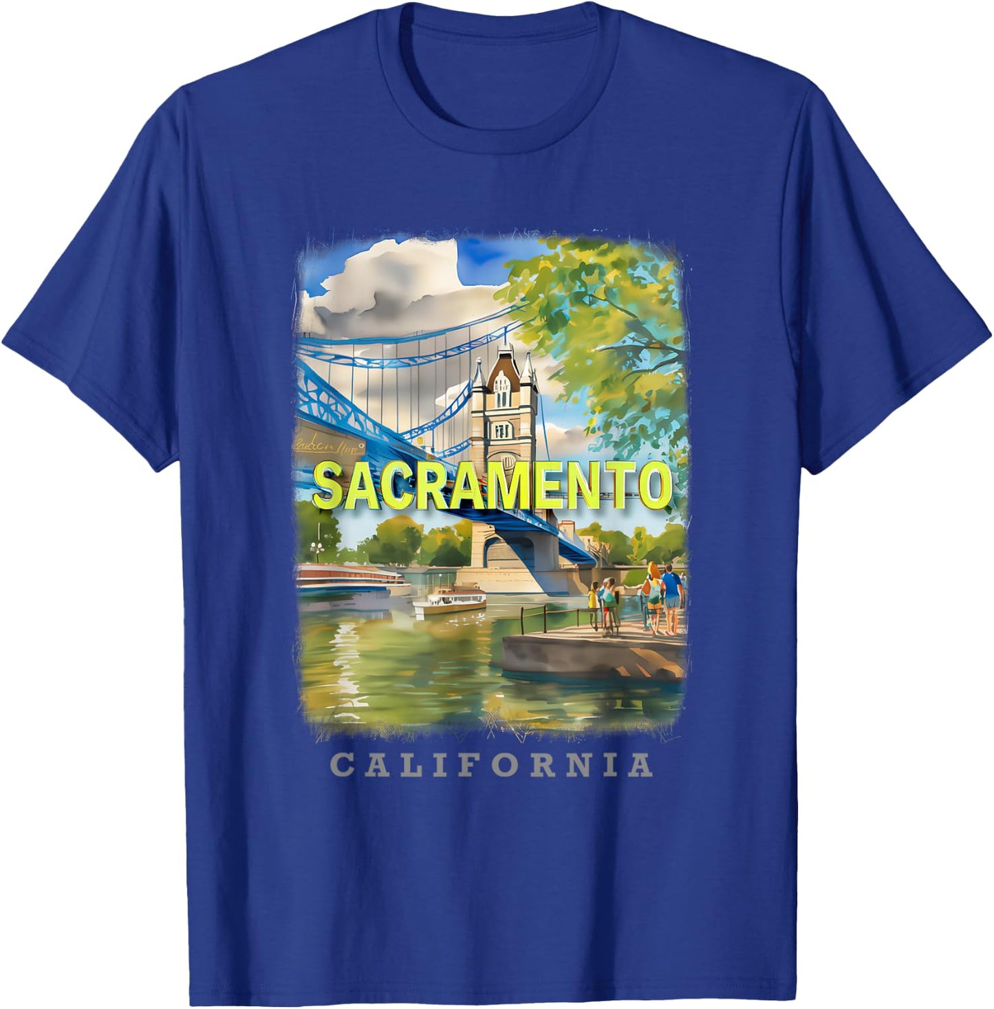 Sacramento California CA Riverfront Charm SD646 T-Shirt - T-Shirt | Royal