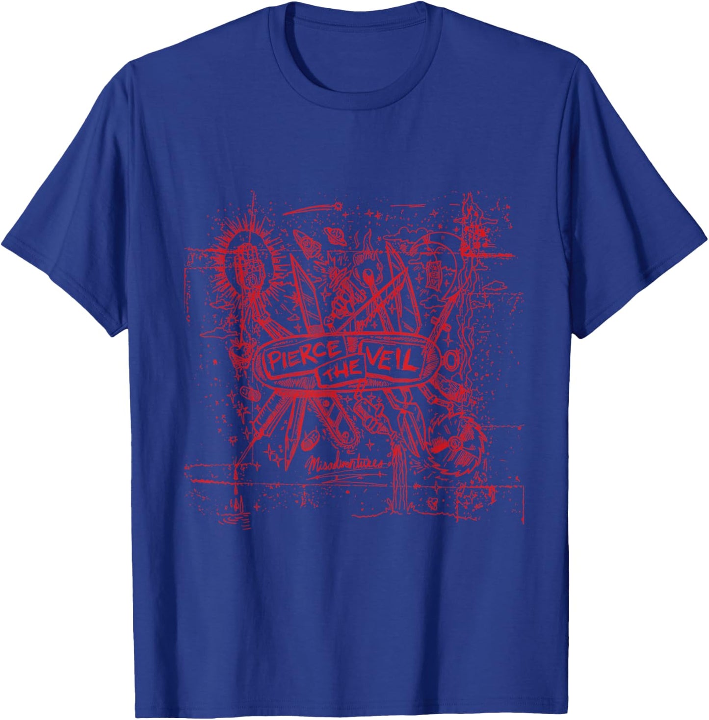 Pierce The Veil - Misadventures Cover in Red Print T-Shirt - T-Shirt | Royal