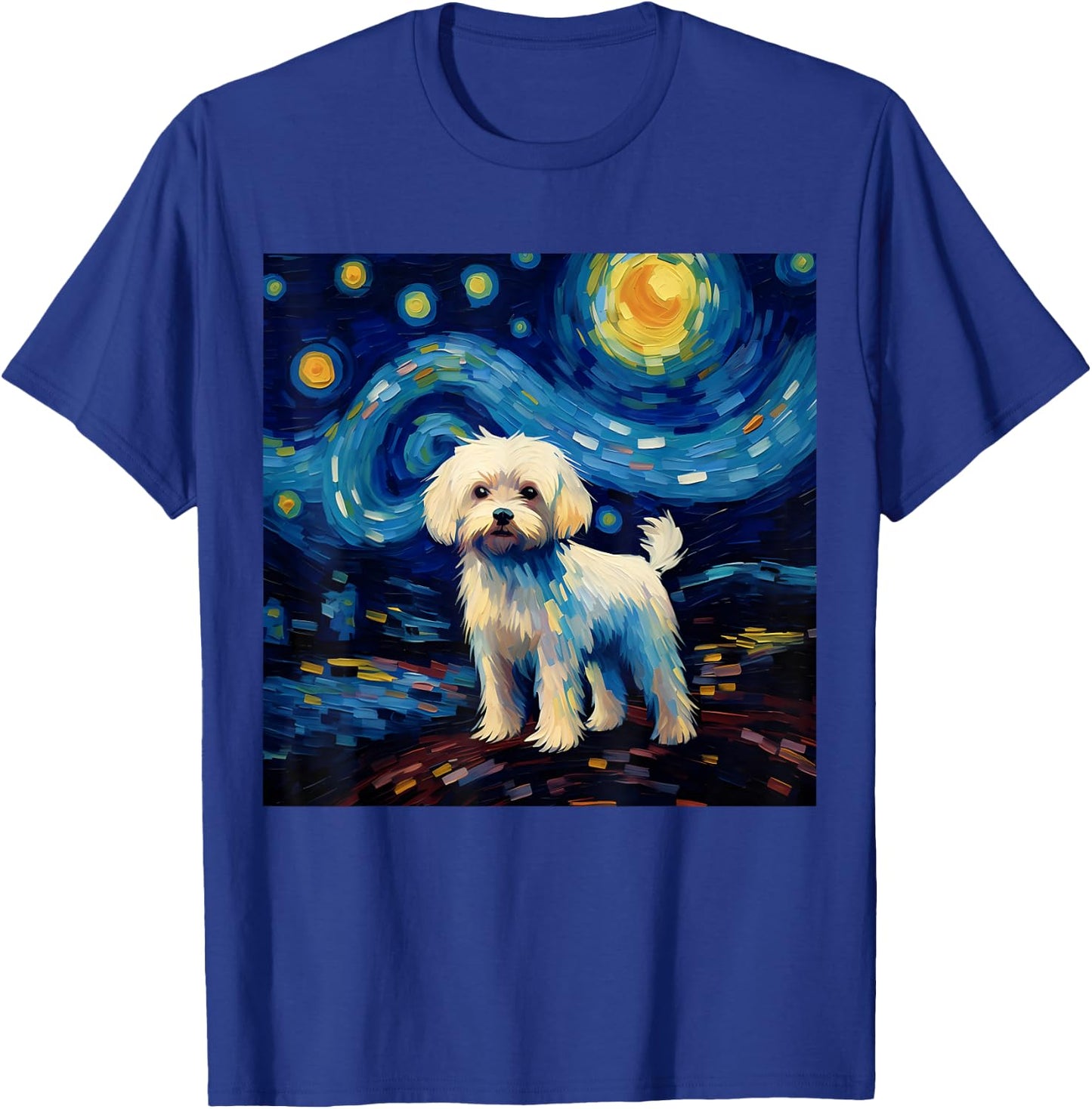 Surreal Starry Night Maltese Dog Women Girls Kids T-Shirt - T-Shirt | Royal