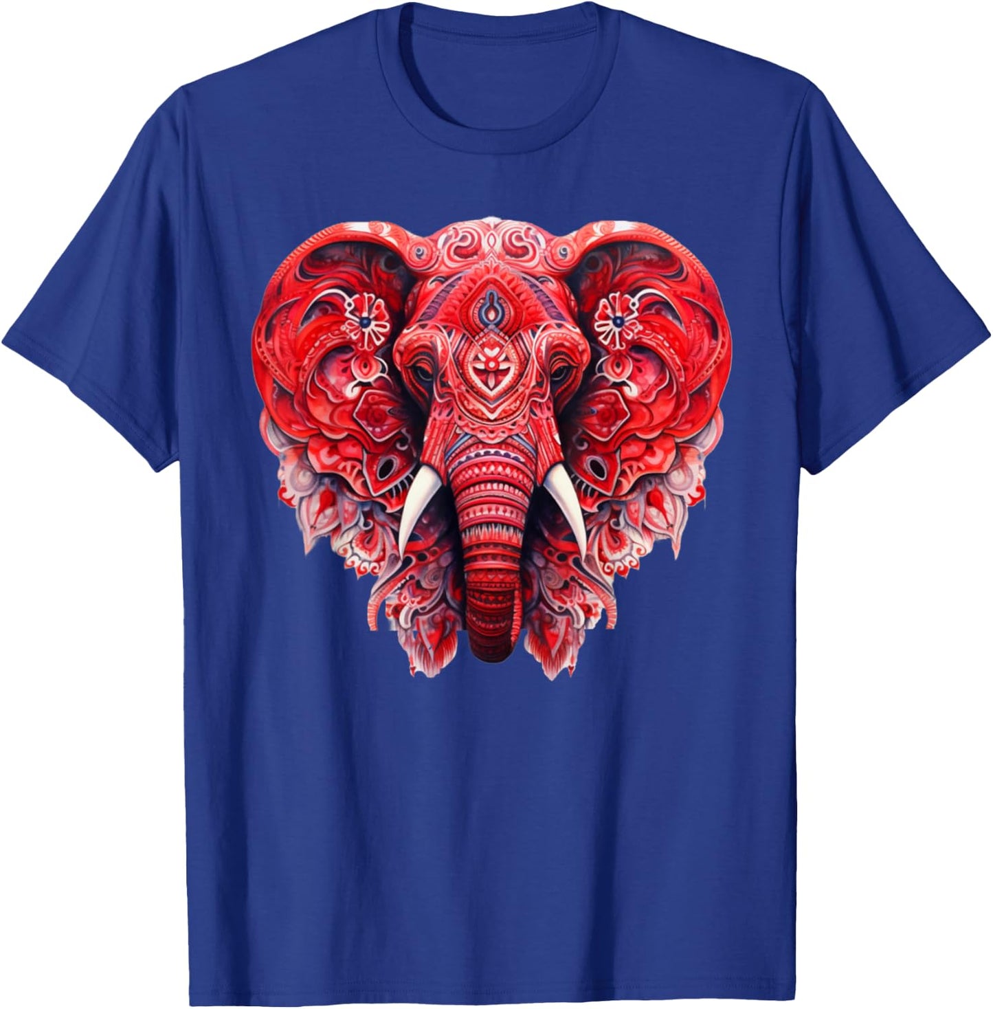 Red Mandala Aart Elephant Tribal Yoga Graphic T-Shirt - T-Shirt | Royal